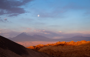 Moonrise over Volcan Licancabur, elevation 19,400 feet